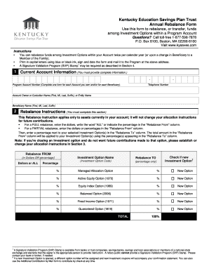 Kentucky Education Savings Plan Rebalance Form