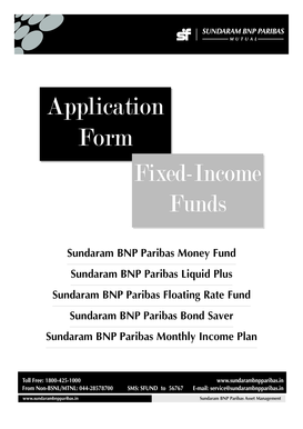 Sundaram BNP Paribas Mutual Fund Application Form