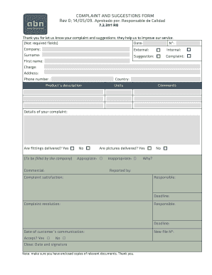 Formulario de Quejas y Sugerencias