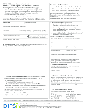 Michigan Health Care Request for External Review