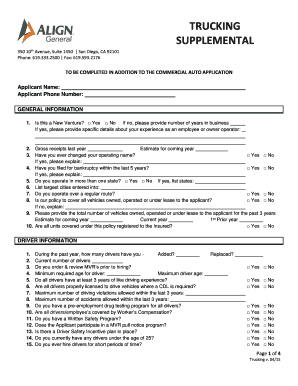 Trucking Supplemental Application