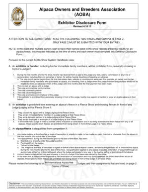 AOBA Exhibitor Disclosure Form