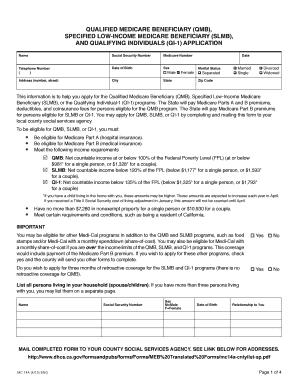 California QMB SLMB QI-1 Medicare Application
