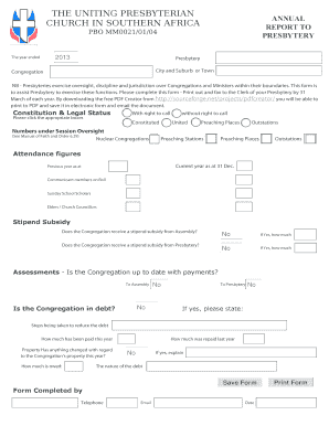 Annual Church Report Form