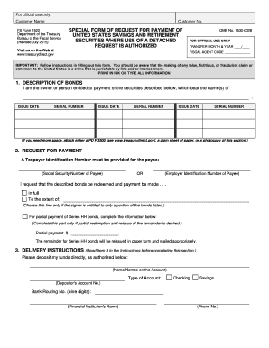 FS Form 1522 Special Request for Payment