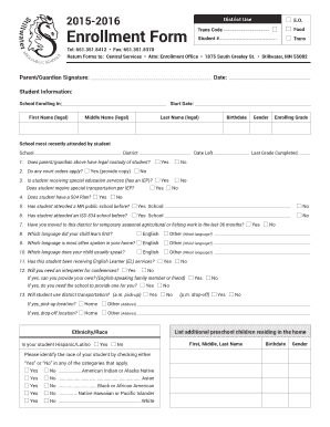 Minnesota Student Enrollment Form