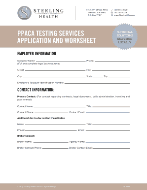 Ppaca testing services application and worksheet - Beere & Purves