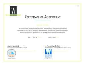 CERTIFICATE OF ACHIEVEMENT - New Ways to Work