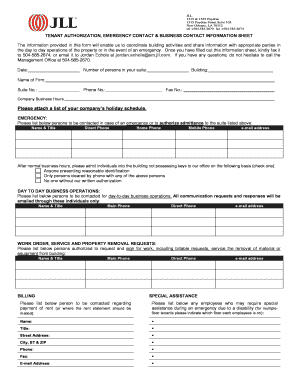 Tenant Authorization and Emergency Contact Form