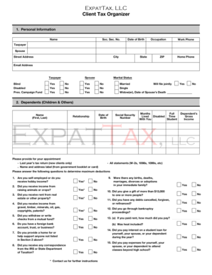 Client Tax Organizer