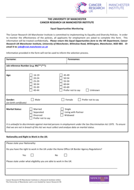 Equal Opportunities Monitoring Form