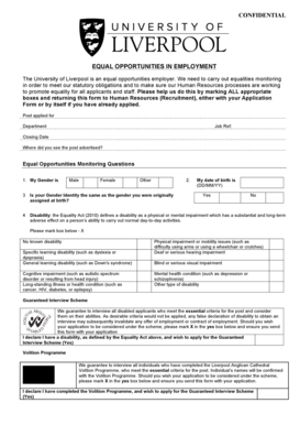 University of Liverpool Equal Opportunities Monitoring Form
