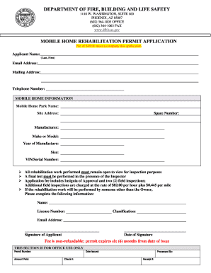 Mobile Home Rehabilitation Permit Application