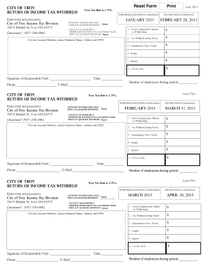City of Troy Withholding Tax Form TW-1