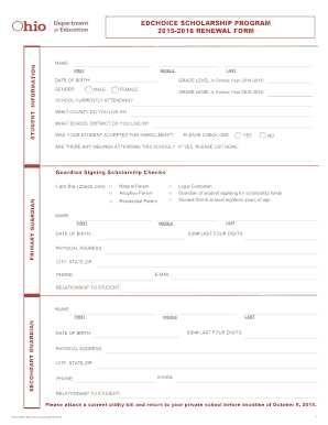 EdChoice Scholarship Renewal Form
