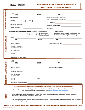 EdChoice Scholarship Program Request Form