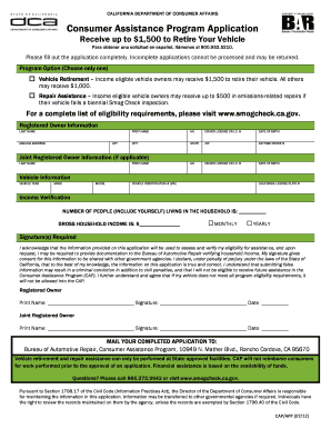 California Consumer Assistance Program Application