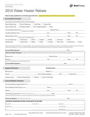 2014 Colorado Water Heater Rebate Application