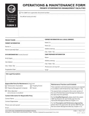 Portland Stormwater Management O&M Form