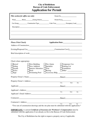 City of Bethlehem Construction Permit Application