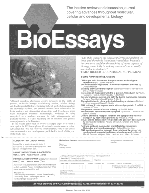 BioEssays Subscription Order Form