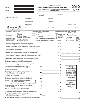 Utah Individual Income Tax Return 2012