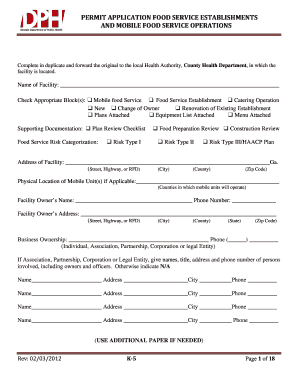 Georgia Food Service Establishment Permit Application