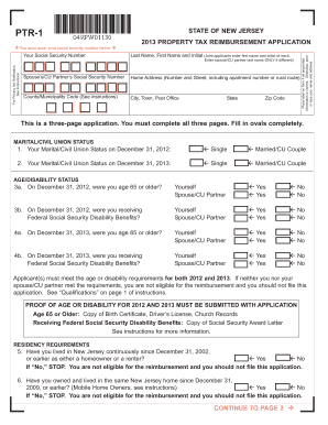New Jersey Property Tax Reimbursement Application