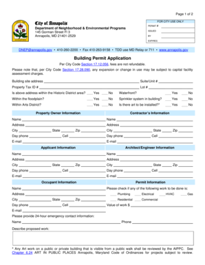 City of Annapolis Building Permit Application