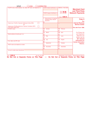 IRS Form 1099-K Merchant Card and Third Party Network Payments