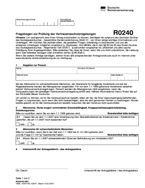 Fragebogen zur Prüfung der Vertrauensschutzregelungen R0240