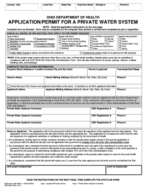 Ohio Private Water System Application