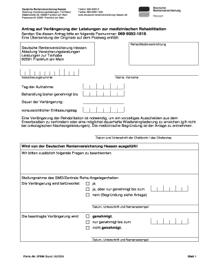 Antrag auf Verlängerung der Leistungen zur medizinischen Rehabilitation