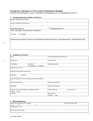 Antrag auf Leistungen in Form eines Persönlichen Budgets