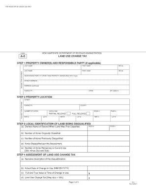 New Hampshire Land Use Change Tax Form A-5