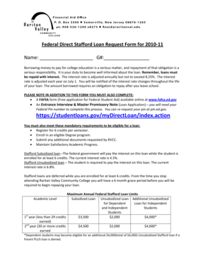 Federal Direct Stafford Loan Request Form