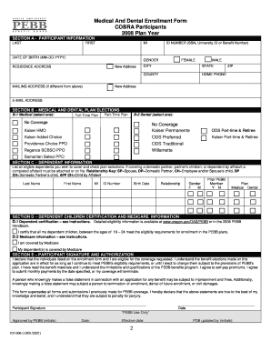 PEBB Medical and Dental Enrollment Form