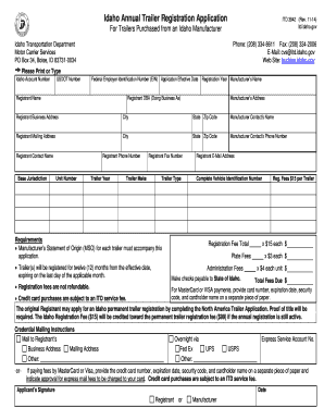 Idaho Annual Trailer Registration Application
