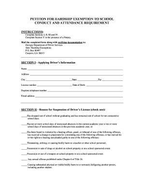 Georgia Hardship Exemption to School Attendance Requirement
