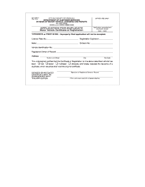 Hawaii Duplicate Motor Vehicle Registration Application