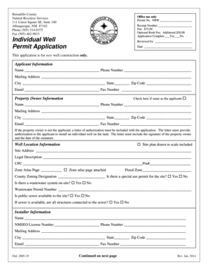 Individual Well Permit Application - Bernalillo County - bernco