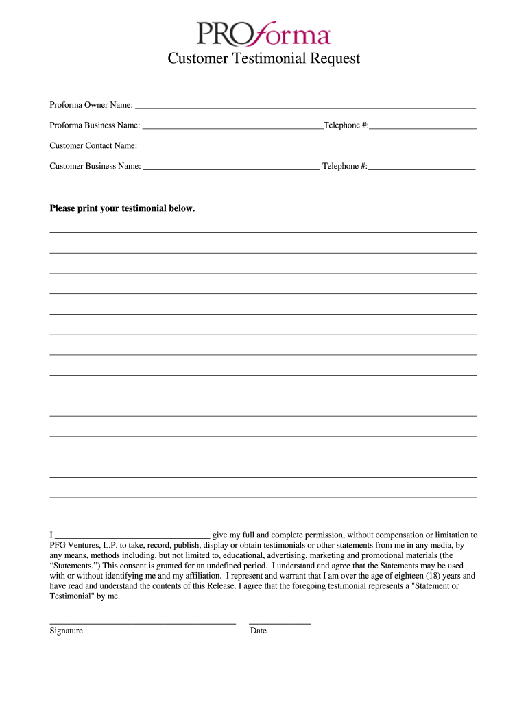 Testimonial Form Fill Online Printable Fillable Blank PdfFiller