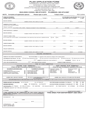 Kentucky Building Plan Application Form