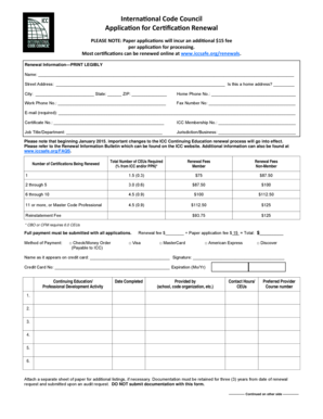 International Code Council Certification Renewal Application