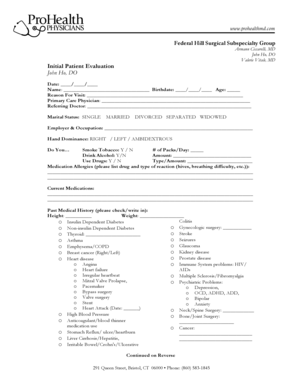 Initial Patient Evaluation Form