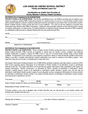 Family and Medical Leave Act Certification Form