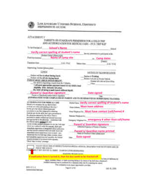 Student Camp Medical Consent Form