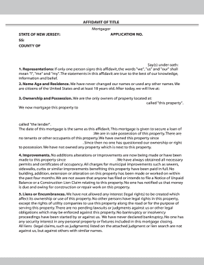Affidavit of Title for Mortgage