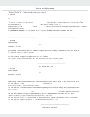 Discharge of Mortgage