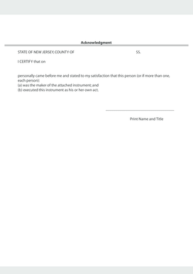 Notary Acknowledgment Form